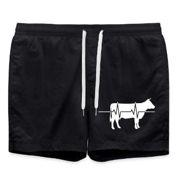 Cow Heartbeat ECG Farm Clean Vector - Swim Trunks - black - Front - AI Model Male 185 light (185cm)