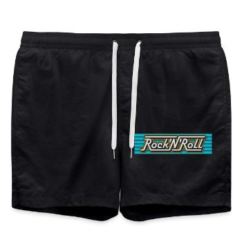 Rock 'N' Roll Retro Typography Logo - Swim Trunks - black - Front - AI Model Male 185 light (185cm)