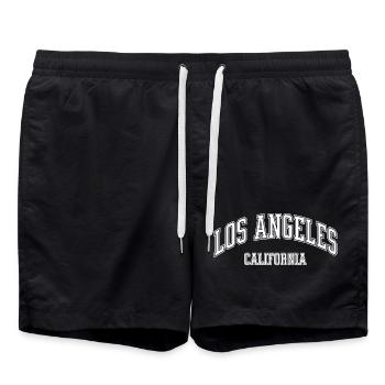 Los Angeles California Retro College Look - Swim Trunks - black - Front - AI Model Male 185 light (185cm)