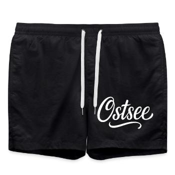 Baltic Sea Calligraphy Contrast - Swim Trunks - black - Front - AI Model Male 185 light (185cm)