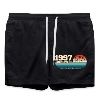 28th Birthday 1997 Vintage 1997 Retro Sunset - Swim Trunks - black - Front - AI Model Male 185 light (185cm)