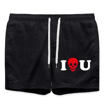 I love you / Skull - Swim Trunks - black - Front - AI Model Male 185 light (185cm)