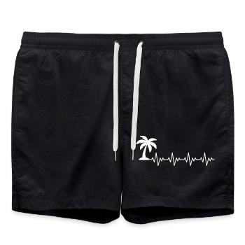 Palmiers Palmiers Soleil Jour de fête ECG Battement de cœur - Short de bain - noir - Devant - AI Model Male 185 light (185cm)