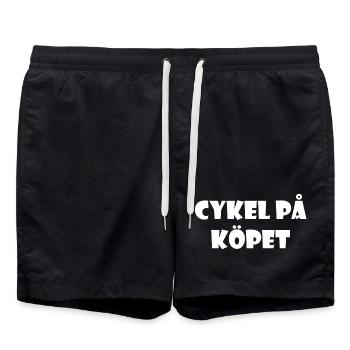 Bicycle in the Bargain – Text Design - Swim Trunks - black - Front - AI Model Male 185 light (185cm)
