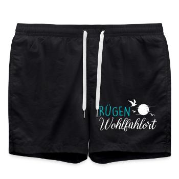 Island of Rügen MY FEEL-GOOD PLACE Fun - Swim Trunks - black - Front - AI Model Male 185 light (185cm)