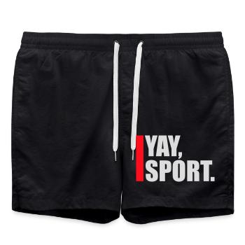 Yay Go Sports Sarkastisch Lustig Anti Sport Humor - Badeshorts - Schwarz - Vorne - AI Model Male 185 light (185cm)