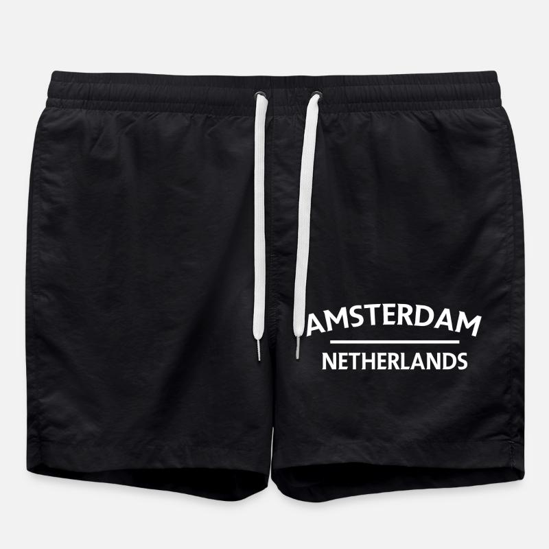 Amsterdam – Netherlands Textdesign - Swim Trunks - black