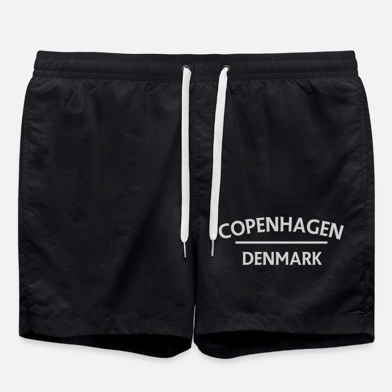 Copenhagen – Denmark Textdesign - Swim Trunks - black
