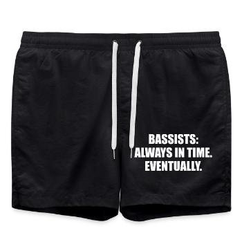 Bassisten Always In Time Irgendwann - Badeshorts - Schwarz - Vorne - AI Model Male 185 light (185cm)
