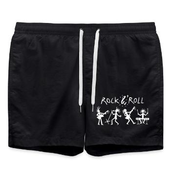 Rock and Roll Band Sketch Drawing - Swim Trunks - black - Front - AI Model Male 185 light (185cm)