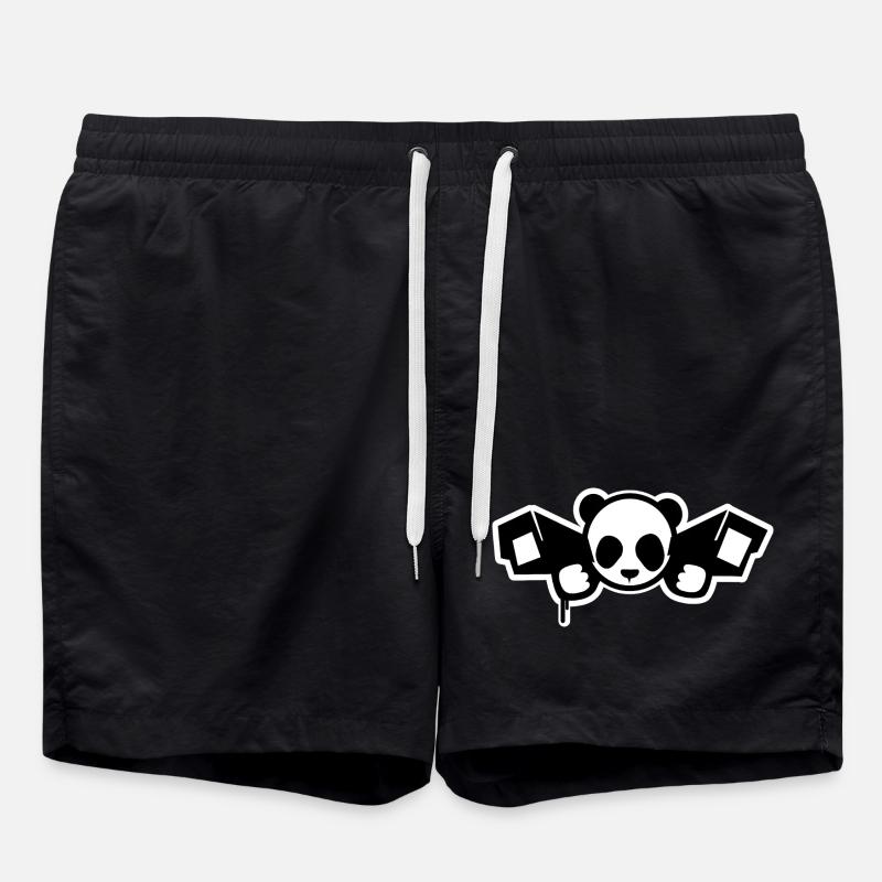 Surveillance Panda – Urban Graphic Style - Badeshorts - Schwarz