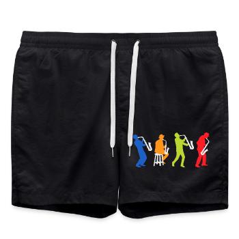 Saxophoniste rétro Saxophoniste - Short de bain - noir - Devant - AI Model Male 185 light (185cm)
