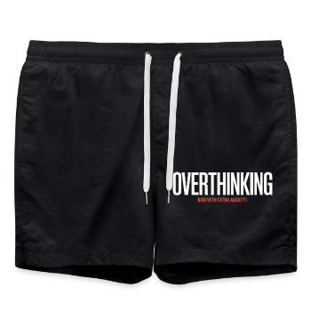 Overthinking, now with extra Anxiety! - Funny Intr - Swim Trunks - black - Front - AI Model Male 185 light (185cm)