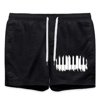Claviers de piano grunge - Short de bain - noir - Devant - AI Model Male 185 light (185cm)