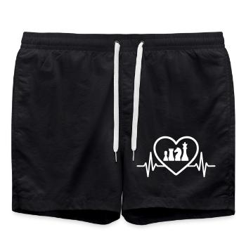 Heart Chess Chess Pieces Chess - Swim Trunks - black - Front - AI Model Male 185 light (185cm)