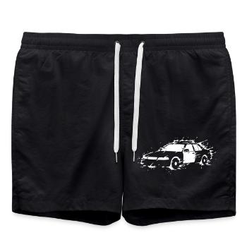Police Car Action Explosion Vector - Swim Trunks - black - Front - AI Model Male 185 light (185cm)