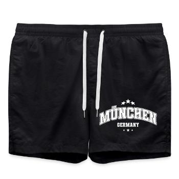 Munich, Allemagne, Collège de style vintage - Short de bain - noir - Devant - AI Model Male 185 light (185cm)