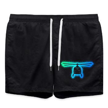 Helicopter Pilot Kids Men Boys Helicopter - Swim Trunks - black - Front - AI Model Male 185 light (185cm)