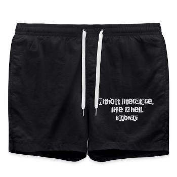 Charles Bukowskis Zitat zur Literatur - Badeshorts - Schwarz - Vorne - AI Model Male 185 light (185cm)