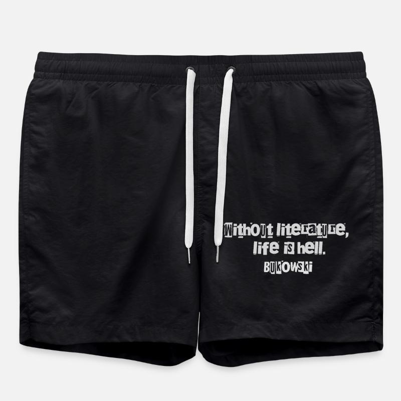 Charles Bukowski quote on Literature  - Swim Trunks - black