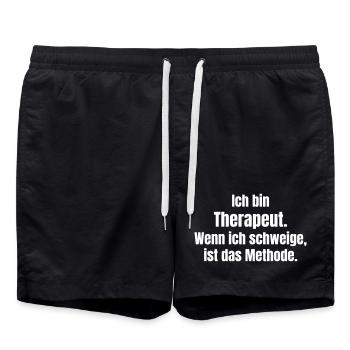 I am a therapist Silence is method - Swim Trunks - black - Front - AI Model Male 185 light (185cm)