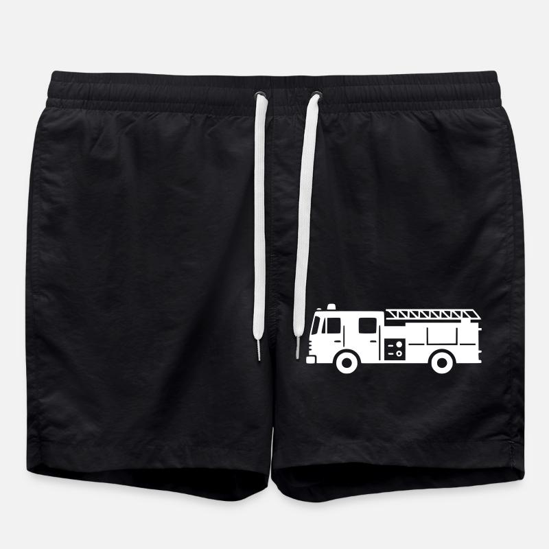 Fire Brigade Emergency Vehicle Silhouette - Swim Trunks - black
