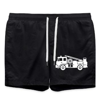 Fire Brigade Car Fire Truck Icon Vector - Swim Trunks - black - Front - AI Model Male 185 light (185cm)