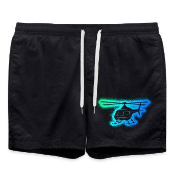Helicopter Pilot Kids Boys Men Helicopter - Swim Trunks - black - Front - AI Model Male 185 light (185cm)