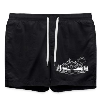 Berge Natur Wald - Badeshorts - Schwarz - Vorne - AI Model Male 185 light (185cm)