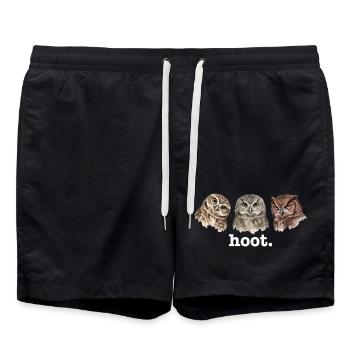 Eulen rufen lustig Eulenliebhaber lustig rufen - Badeshorts - Schwarz - Vorne - AI Model Male 185 light (185cm)