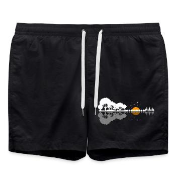 Gitarre Natur Wald Bäume Spiegelung Musik Geschenk - Badeshorts - Schwarz - Vorne - AI Model Male 185 light (185cm)