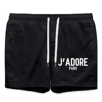 J´Adore Paris - I love Paris - France - Frankreich - Swim Trunks - black - Front - AI Model Male 185 light (185cm)