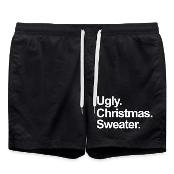 Pull de Noël moche - Short de bain - noir - Devant - AI Model Male 185 light (185cm)