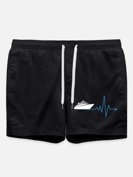 Yacht and heartbeat - Swim Trunks - black