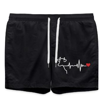 Cow heartbeat line design - Swim Trunks - black - Front - AI Model Male 185 light (185cm)