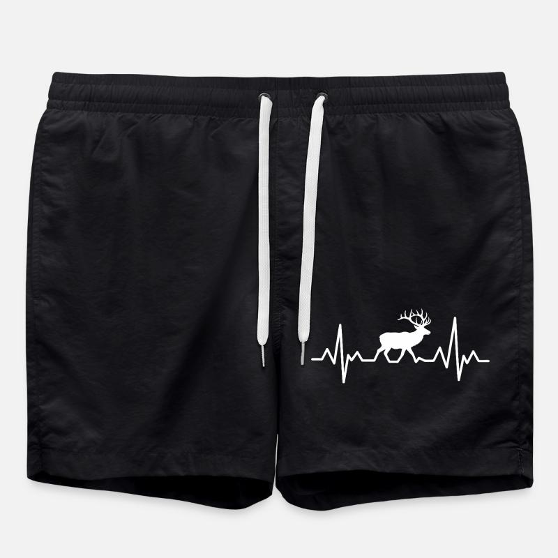 Heartbeat Deer Silhouette - Swim Trunks - black