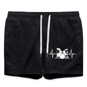 Heartbeat Drumset Pattern - Swim Trunks - black - Front - AI Model Male 185 light (185cm)