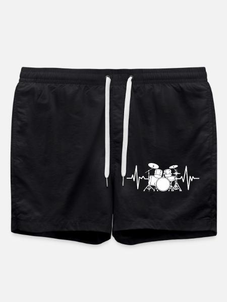 Heartbeat Drumset Pattern - Swim Trunks - black