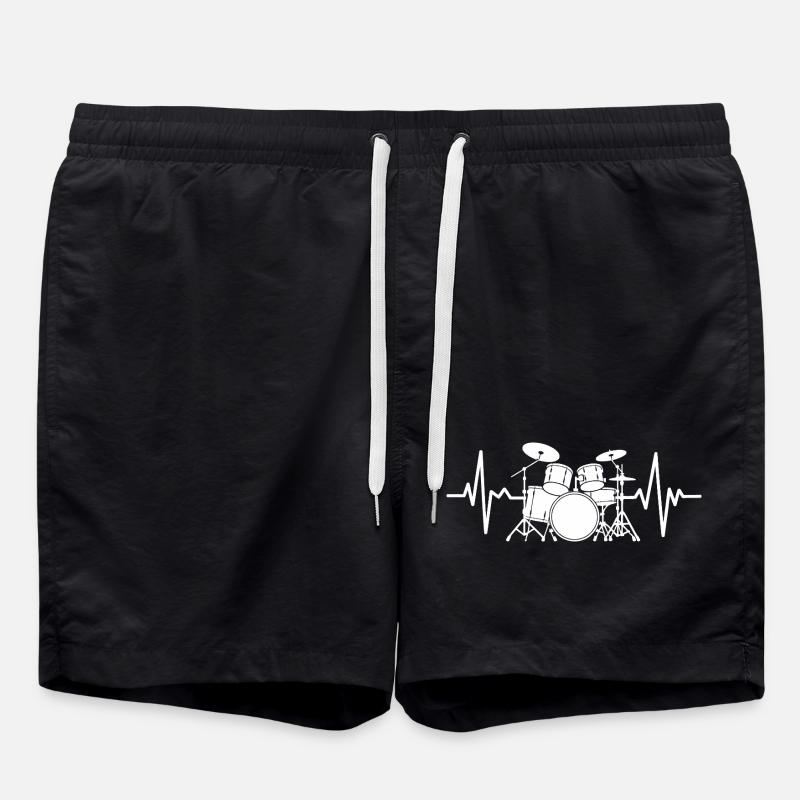 Herzschlag Drumset Muster - Badeshorts - Schwarz