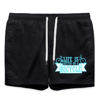 Life is better on a bicycle Cycling Saying Sport - Swim Trunks - black - Front - AI Model Male 185 light (185cm)