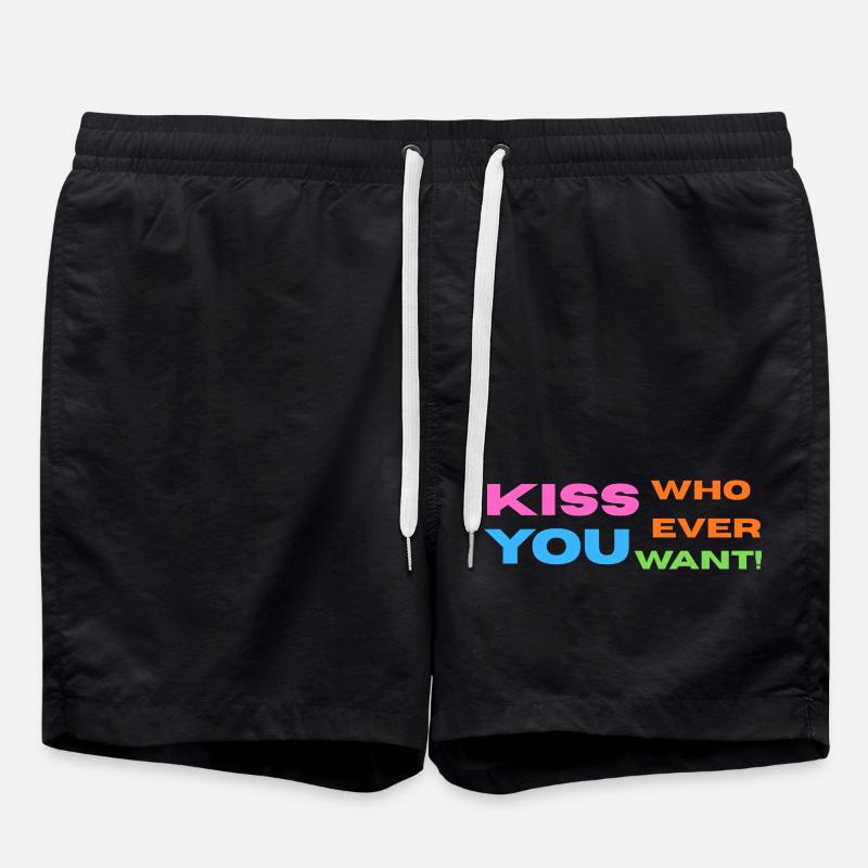 Pride / CSD / LGBTQ+ Design "Kiss" - Swim Trunks - black