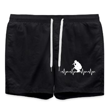 Rappeur rappeur, MC Contrôleur de micro, ECG, battement de cœur - Short de bain - noir - Devant - AI Model Male 185 light (185cm)