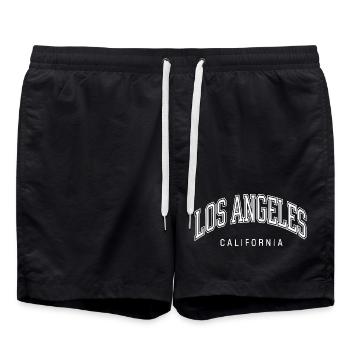 Souvenir de style collège de Los Angeles, Californie - Short de bain - noir - Devant - AI Model Male 185 light (185cm)