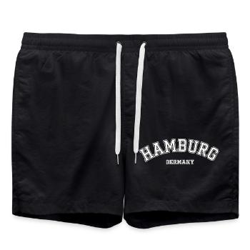 Souvenir de style collège à Hambourg, Allemagne - Short de bain - noir - Devant - AI Model Male 185 light (185cm)