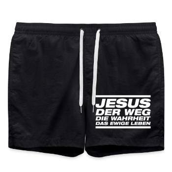 Jésus - La Voie, La Vérité, La Vie, - Short de bain - noir - Devant - AI Model Male 185 light (185cm)