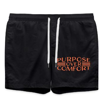 Purpose Over Comfort Motivation Mindset Growth - Swim Trunks - black - Front - AI Model Male 185 light (185cm)