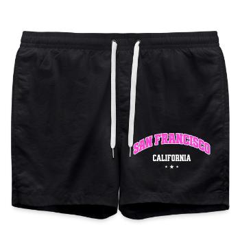 San Francisco California College Style - Swim Trunks - black - Front - AI Model Male 185 light (185cm)