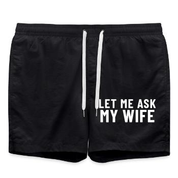 Let me ask my Wife - Swim Trunks - black - Front - AI Model Male 185 light (185cm)