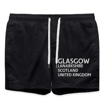 Glasgow – Scotland Textdesign - Short de bain - noir - Devant - AI Model Male 185 light (185cm)