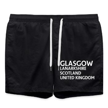 Glasgow – Scotland Textdesign - Short de bain - noir - Devant - AI Model Male 185 light (185cm)